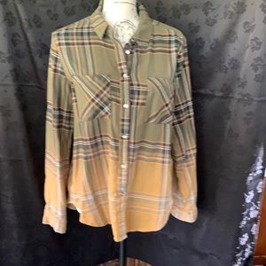 Green Plaid Flannel Shirt